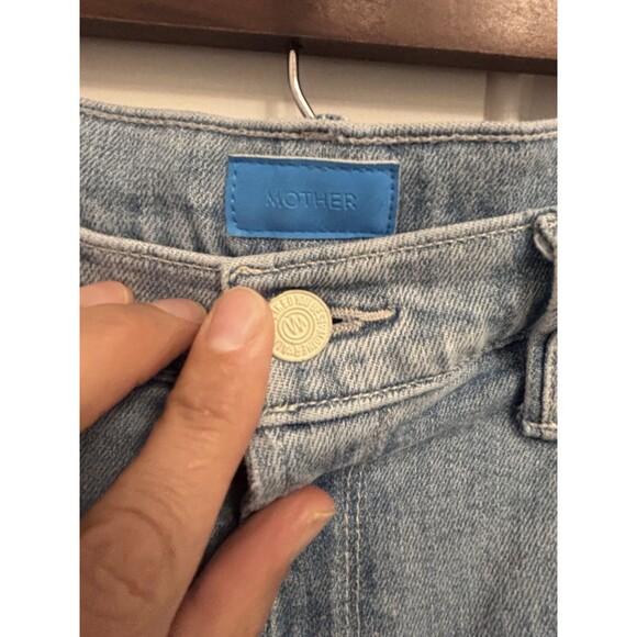 Mother Jeans 31 Blue High Rise Waisted Tunnel Vision Sneak Distressed Wide - Picture 7 of 13